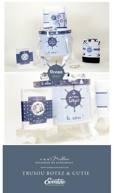 Trusou de botez brodat cu elemente nautice, navy, Ocean 5
